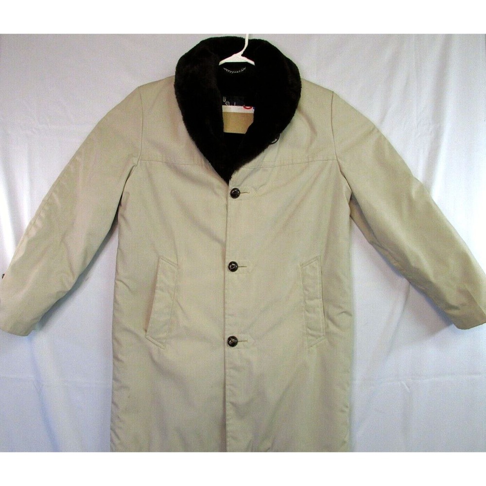 VTG Shanhouse Sports Outerwear Men's Beige Canvas Coat Fleece Lined 36 Excellent